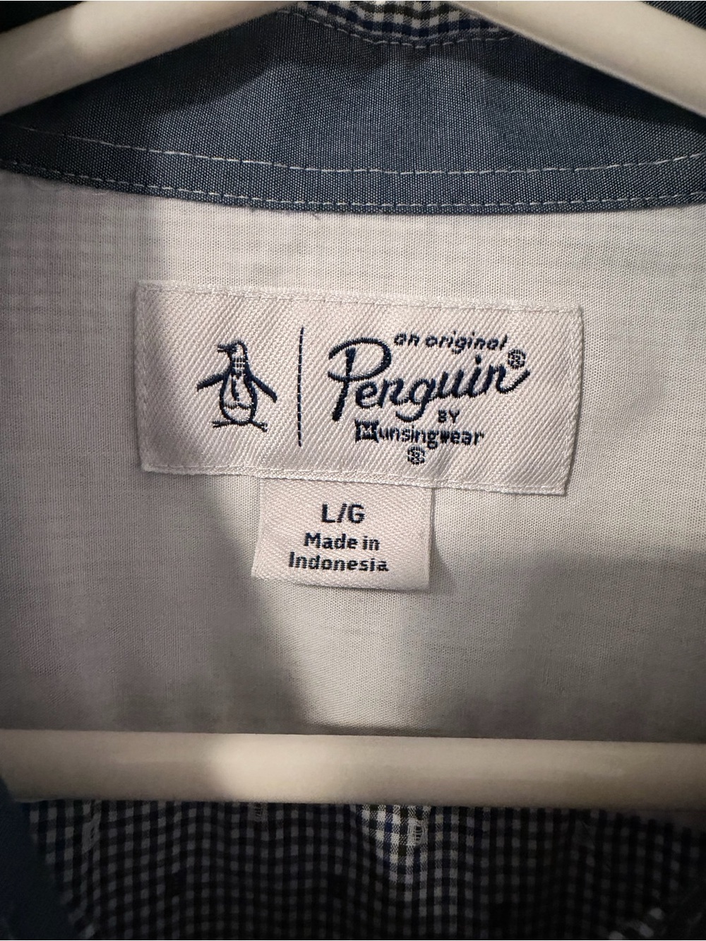 Original Penguin Blue and White Micro-Check Button-Down Shirt - Picture 2 of 4